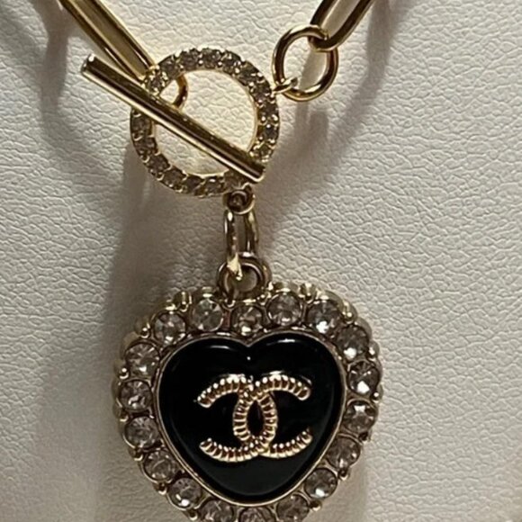CHANEL authentic charm black,crystal and gold upcycled necklace - Picture 2 of 3